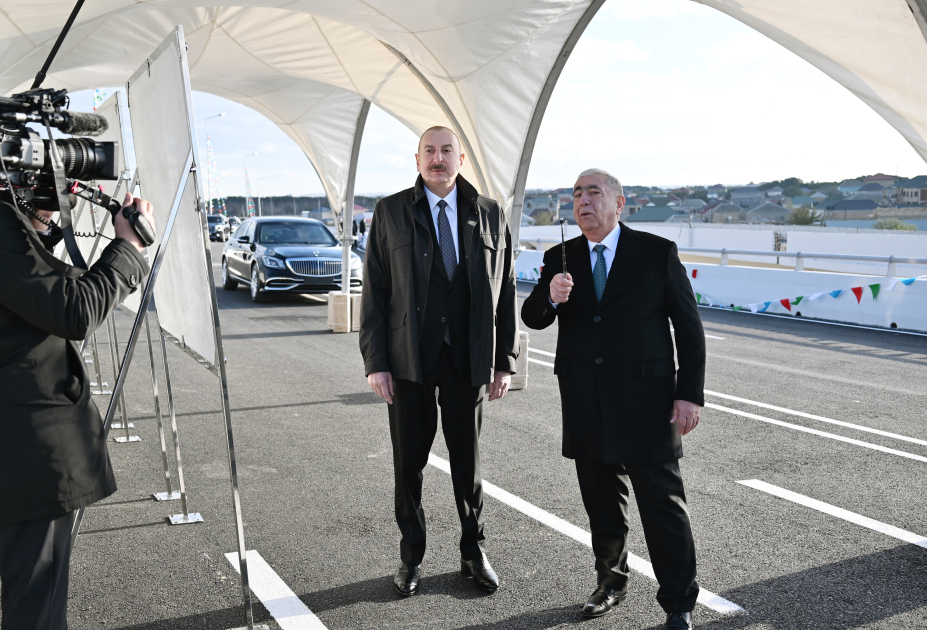 President Ilham Aliyev attends opening of new Boyukshor-Pirshagi highway (PHOTO/VIDEO)