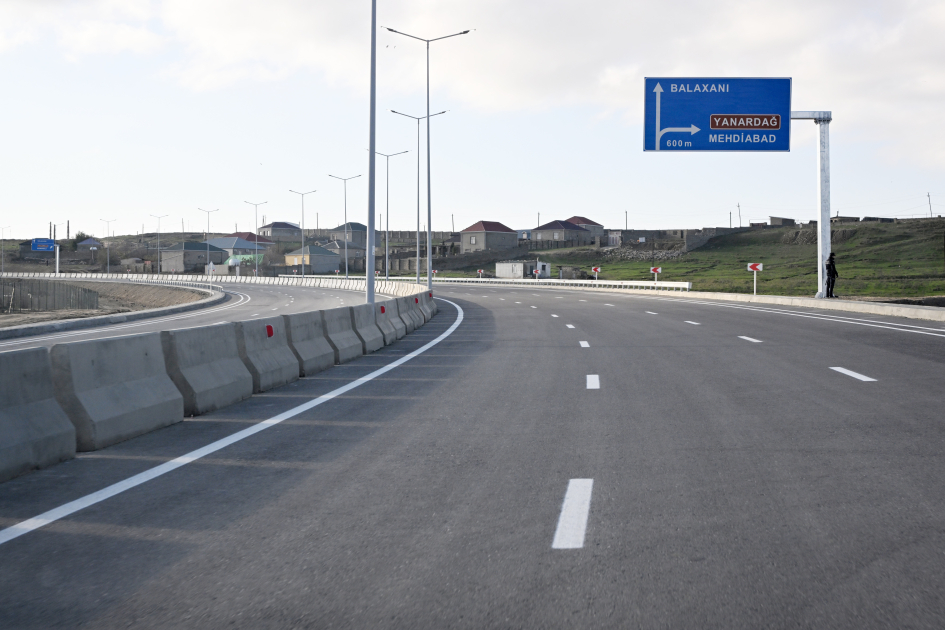 President Ilham Aliyev attends opening of new Boyukshor-Pirshagi highway (PHOTO/VIDEO)