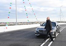 President Ilham Aliyev attends opening of new Boyukshor-Pirshagi highway (PHOTO/VIDEO)