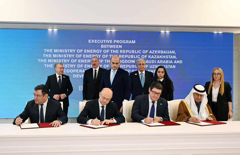 Azerbaijan, Kazakhstan, Uzbekistan and Kingdom of Saudi Arabia seal Implementation Program on co-op in green energy dev't and transmission