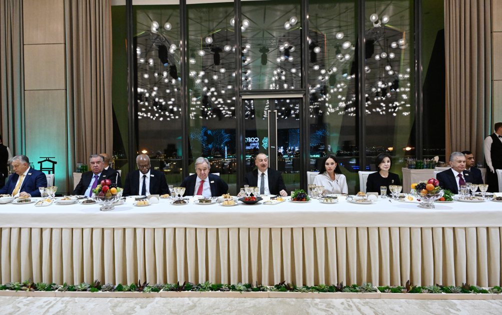 President Ilham Aliyev, First Lady Mehriban Aliyeva attend reception in honor of heads of state and government attending opening ceremony of World Leaders Climate Action Summit at COP29 (PHOTO)