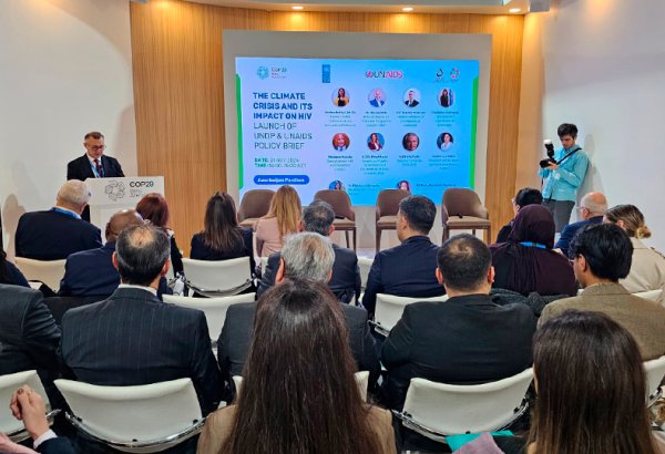 Azerbaijani minister delivers speech at HIV, climate change framework doc's presentation (PHOTO)
