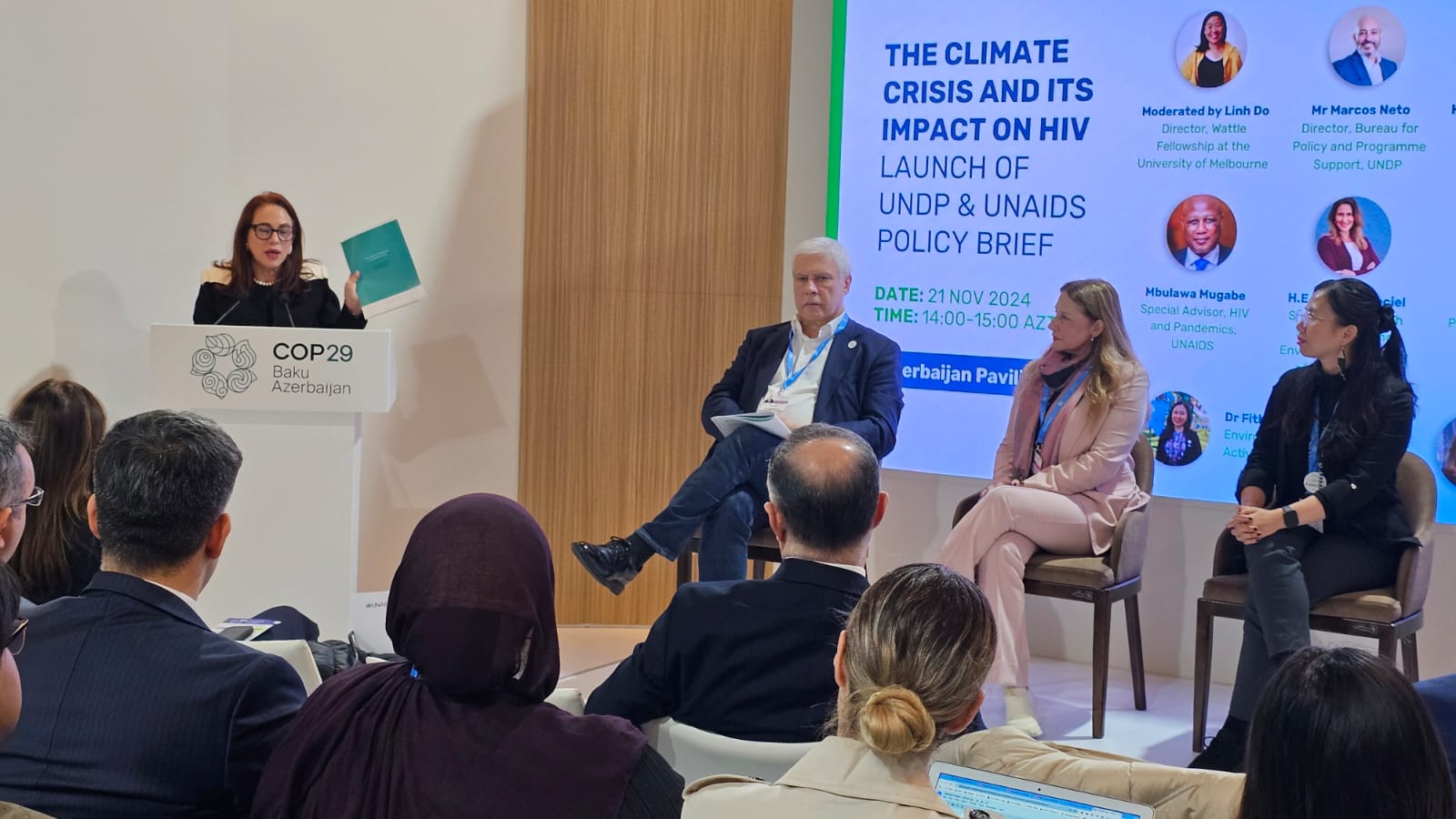 Azerbaijani minister delivers speech at HIV, climate change framework doc's presentation (PHOTO)