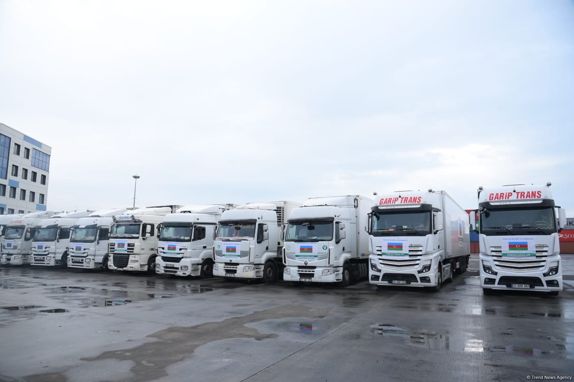 Azerbaijan sends its inaugural humanitarian aid caravan to Syria (PHOTO/VIDEO)