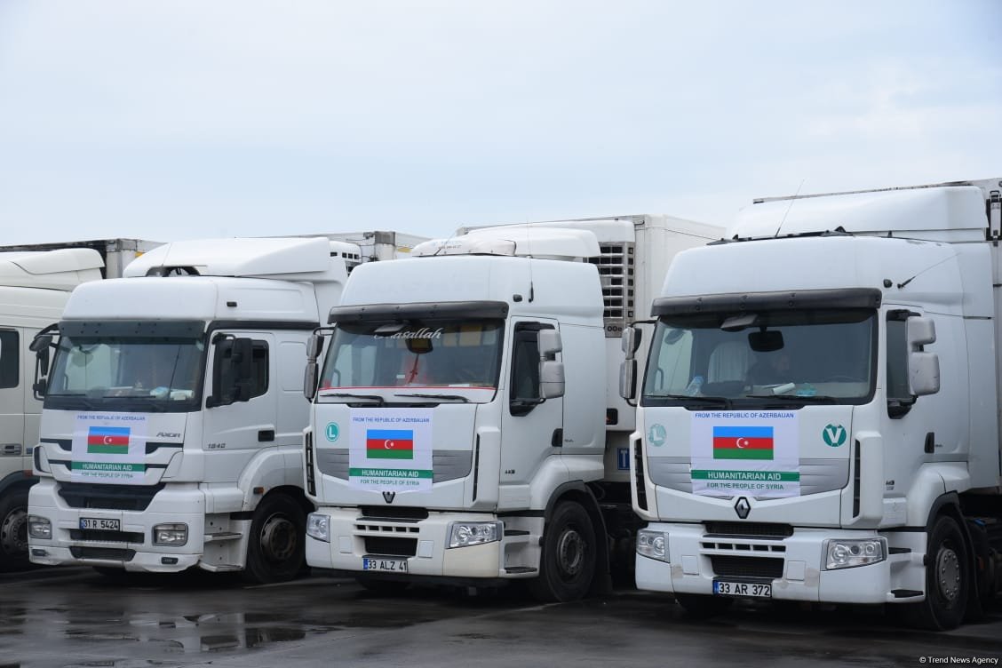 Azerbaijan sends its inaugural humanitarian aid caravan to Syria (PHOTO/VIDEO)