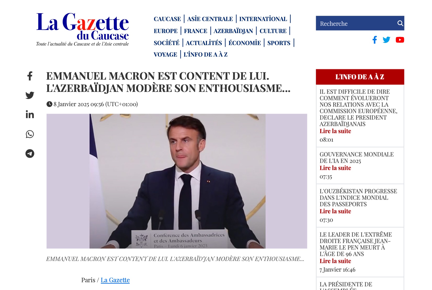 La Gazette du Caucase slams Macron's hypocrisy on international law