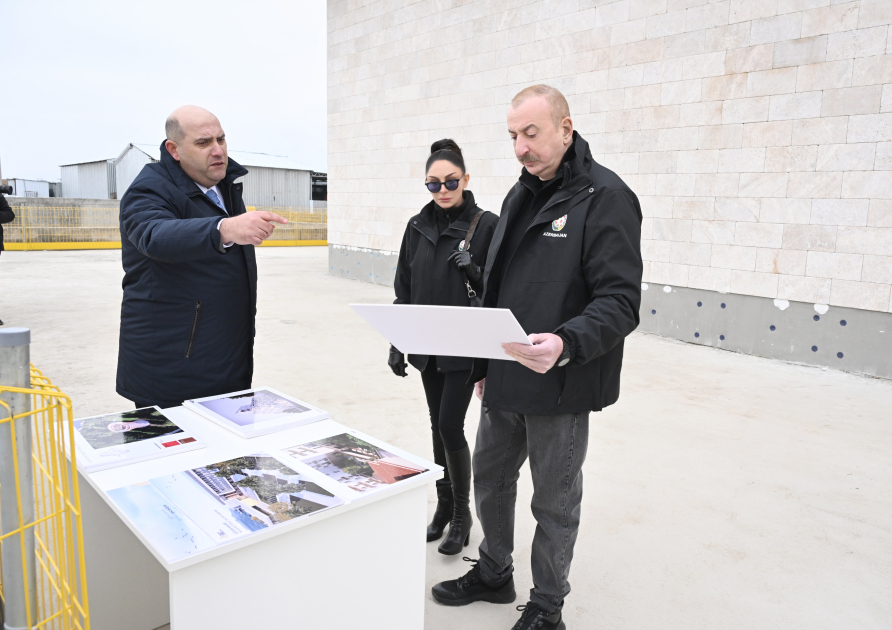 President Ilham Aliyev, First Lady Mehriban Aliyeva review ongoing construction of Hilton Garden Inn in Aghdam (PHOTO)