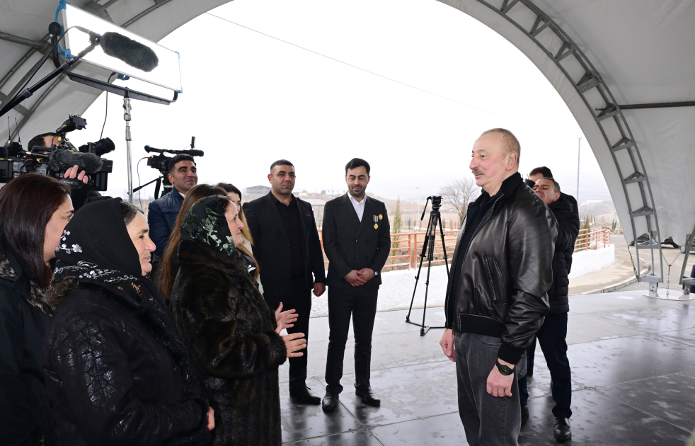 President Ilham Aliyev reviews restoration in Ballija village, meets relocated residents (PHOTO/VIDEO)
