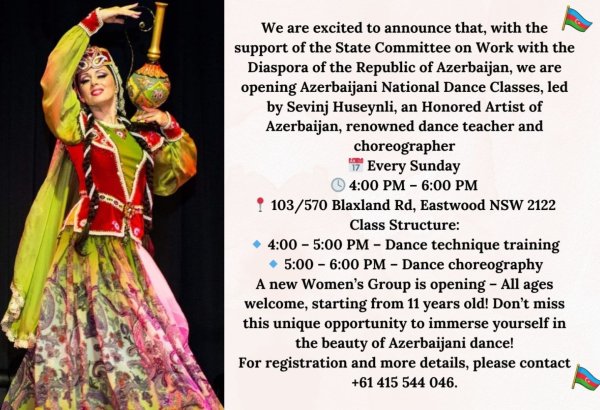 Azerbaijani dance classes debut in Australia's Sydney with diaspora support