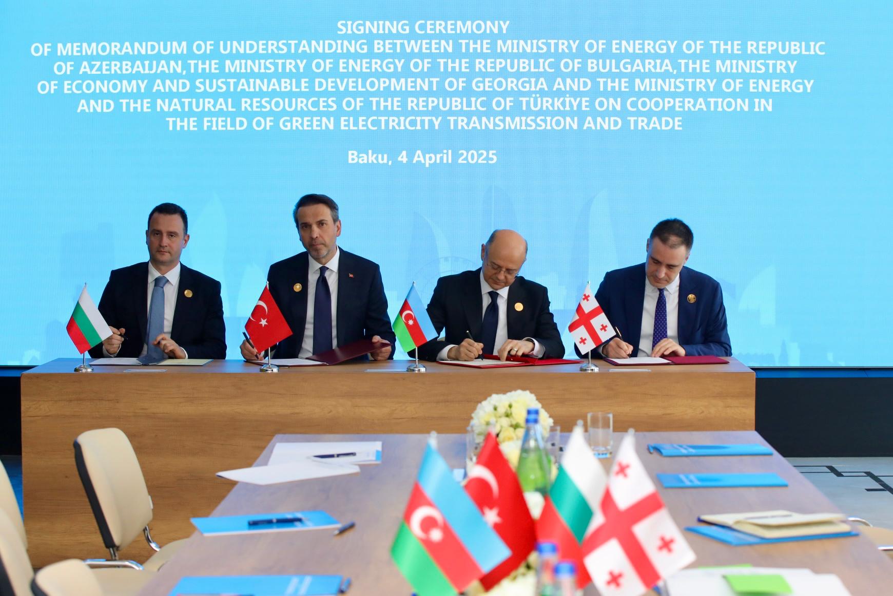 Azerbaijan, Georgia, Türkiye, Bulgaria sign MoU on green energy corridor (PHOTO)
