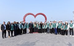 Vice-President of Heydar Aliyev Foundation Leyla Aliyeva and Arzu Aliyeva take part in tree-planting campaign in Sumgayit (PHOTO)