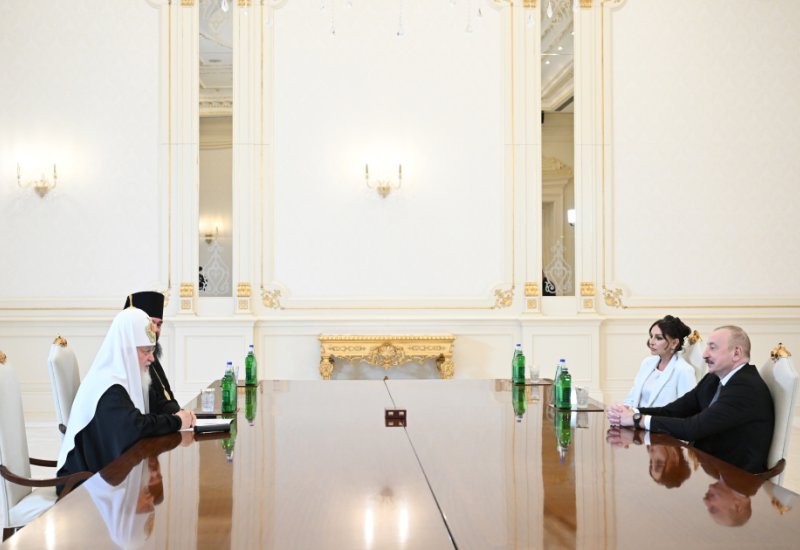 President Ilham Aliyev, First Lady Mehriban Aliyeva meet Patriarch of Moscow and All Rus' Kirill (PHOTO)