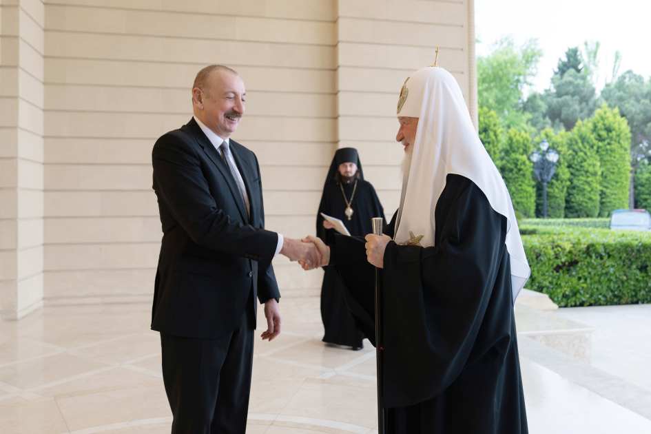 President Ilham Aliyev, First Lady Mehriban Aliyeva meet Patriarch of Moscow and All Rus' Kirill (PHOTO/VIDEO)