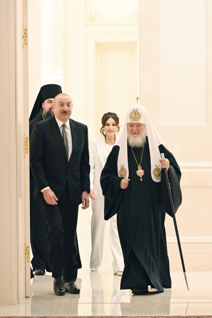 President Ilham Aliyev, First Lady Mehriban Aliyeva meet Patriarch of Moscow and All Rus' Kirill (PHOTO/VIDEO)