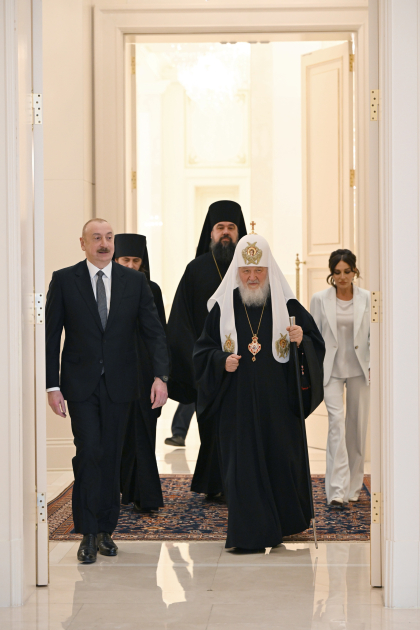 President Ilham Aliyev, First Lady Mehriban Aliyeva meet Patriarch of Moscow and All Rus' Kirill (PHOTO/VIDEO)