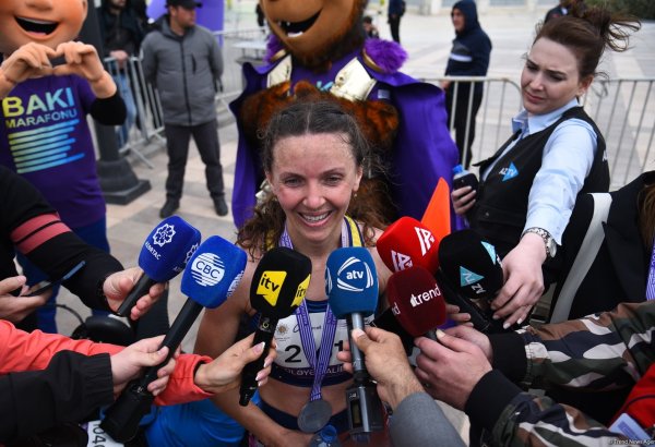 Ukraine’s Nataliya Semenovych wins Baku Marathon for third time