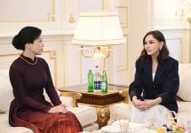 First Lady Mehriban Aliyeva meets spouse of General Secretary of Central Committee of Communist Party of Vietnam (PHOTO/VIDEO)