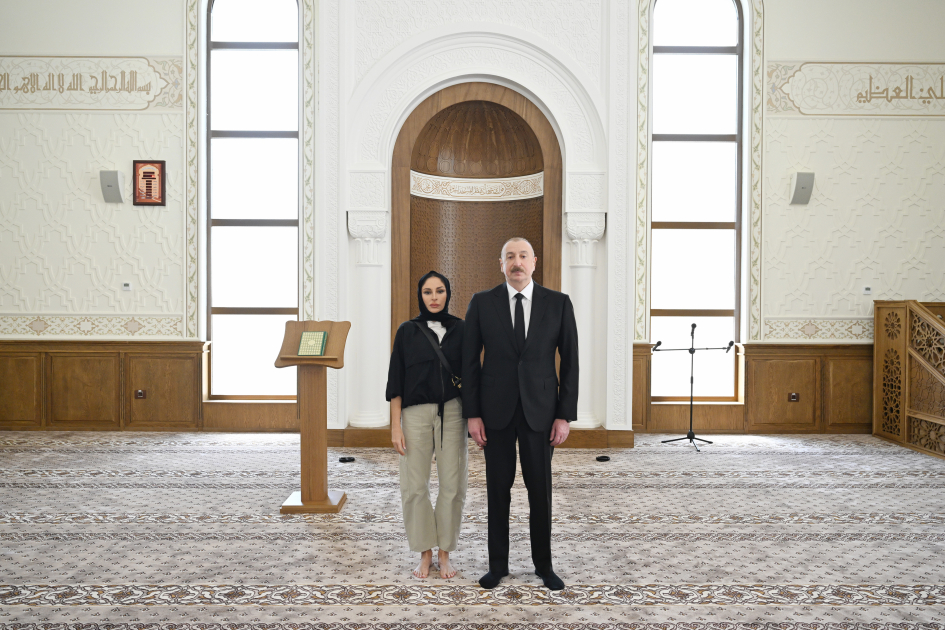 President Ilham Aliyev, First Lady Mehriban Aliyeva attend inauguration of Dashalti village mosque in Shusha district (PHOTO)