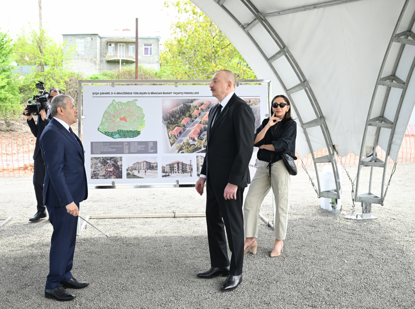 President Ilham Aliyev, First Lady Mehriban Aliyeva attend foundation laying ceremony of fourth residential complex in Shusha (PHOTO)