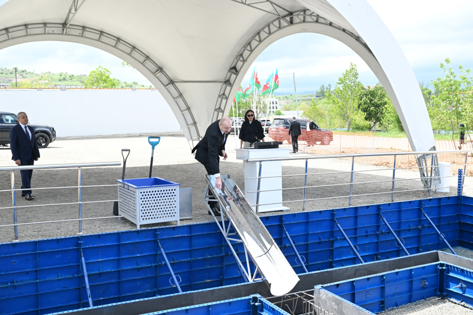 President Ilham Aliyev, First Lady Mehriban Aliyeva attend foundation laying ceremony of fourth residential complex in Shusha (PHOTO)