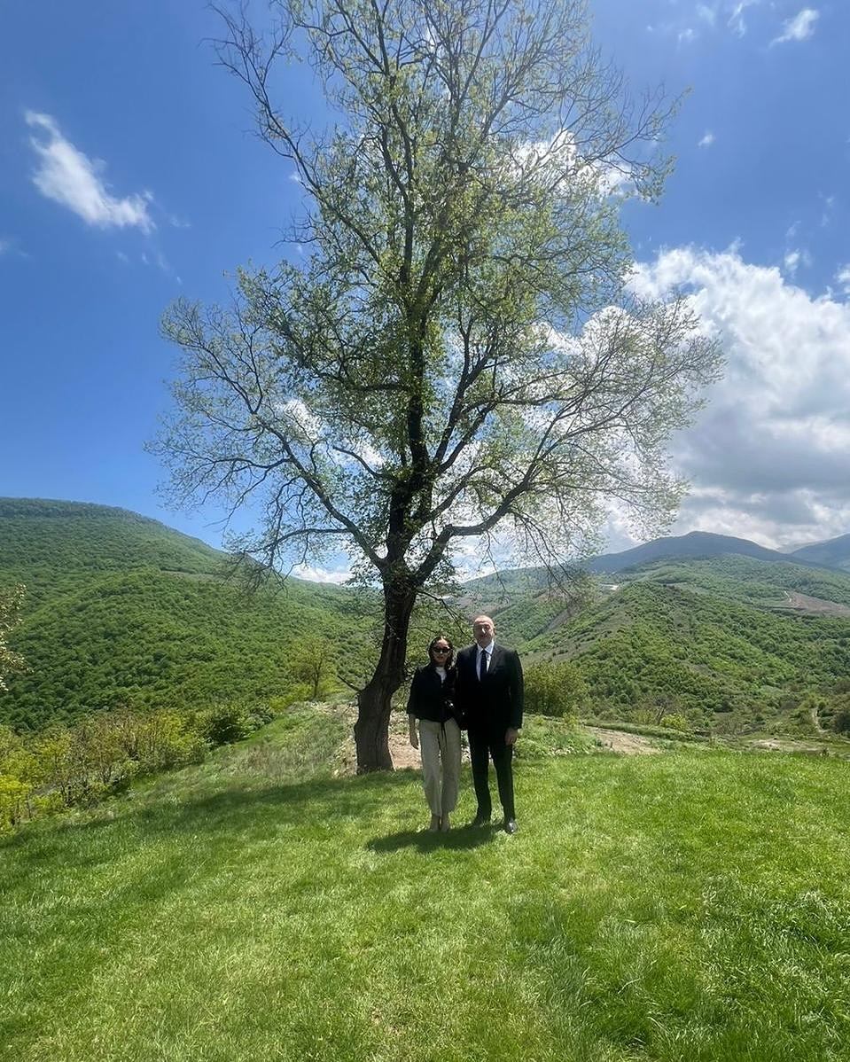 First VP Mehriban Aliyeva shares footage from her visit with President Ilham Aliyev to Shusha’s Dashalti (PHOTO)