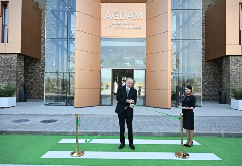 President Ilham Aliyev attends opening of Aghdam Railway and Bus Station Complex (PHOTO)