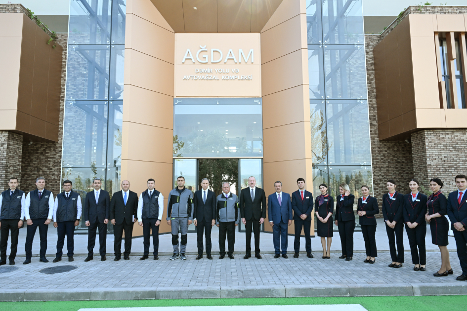 President Ilham Aliyev attends opening of Aghdam Railway and Bus Station Complex (PHOTO)