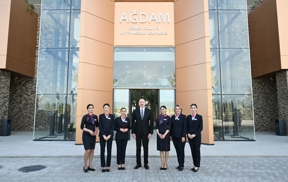 President Ilham Aliyev attends opening of Aghdam Railway and Bus Station Complex (PHOTO)