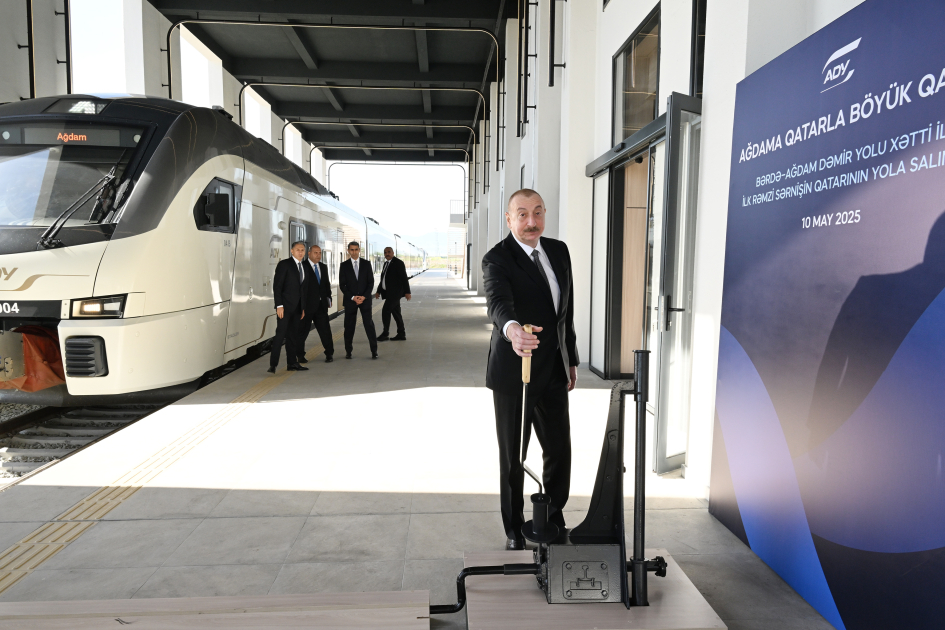 President Ilham Aliyev attends opening of Aghdam Railway and Bus Station Complex (PHOTO)