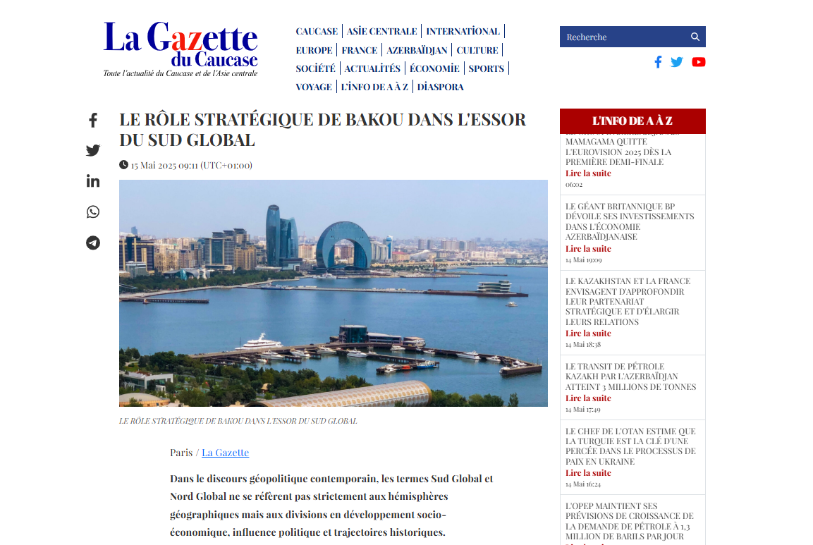 Azerbaijan - key strategic transit hub for Global South - La Gazette du Caucase