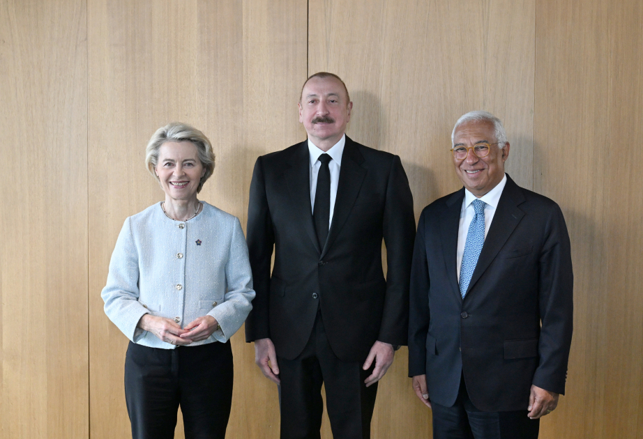 President Ilham Aliyev meets with European Council President and European Commission President (PHOTO)