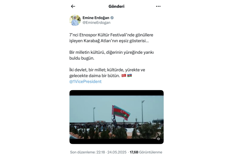 "One nation, two states" - always one whole - Emine Erdoğan
