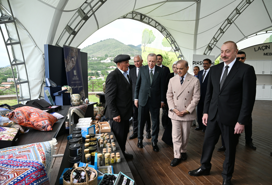 President Ilham Aliyev, President Recep Tayyip Erdoğan, PM Shehbaz Sharif visit promenade in Lachin city (PHOTO/VIDEO)