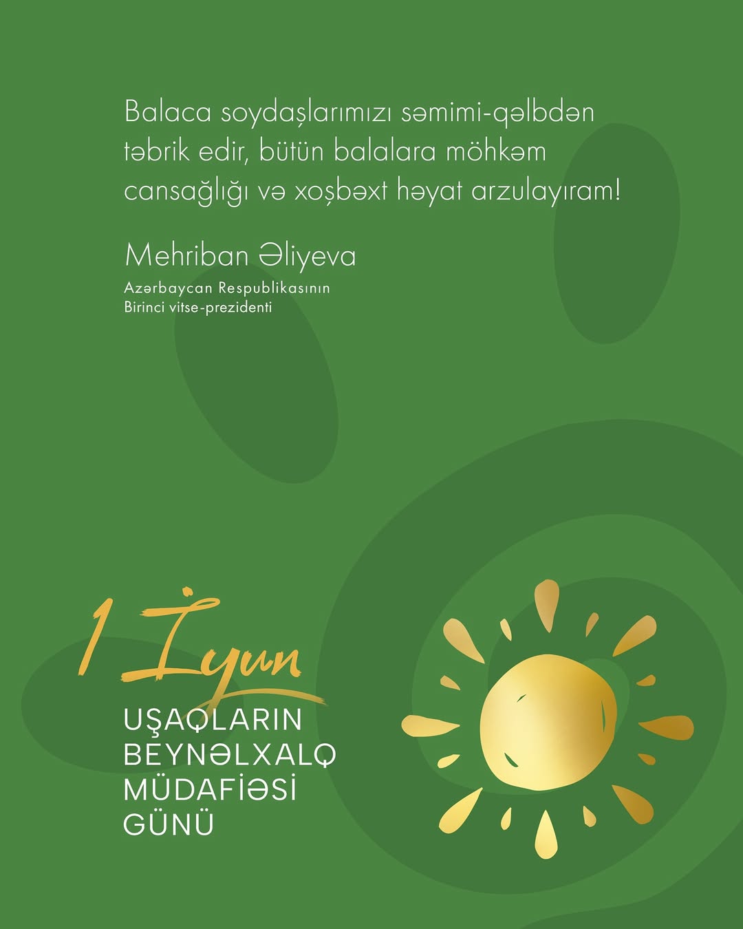 First VP Mehriban Aliyeva shares post on occasion of June 1 - International Children's Day (PHOTO)