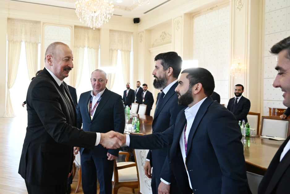 President Ilham Aliyev receives members of Azerbaijan national team, winners of minifootball World Cup (PHOTO/VIDEO)