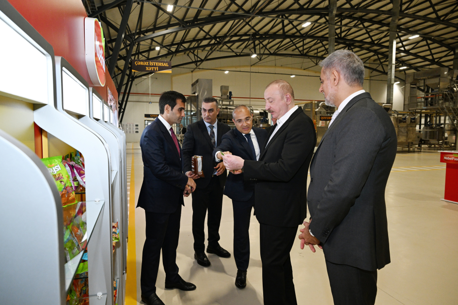 President Ilham Aliyev attends opening of snack production plant in Baku  (PHOTO)