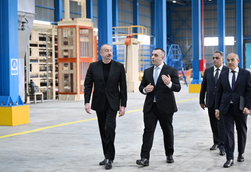 President Ilham Aliyev attends inauguration of construction materials production facility in Goranboy (PHOTO)