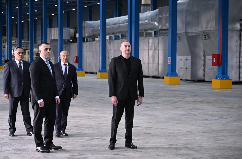 President Ilham Aliyev attends inauguration of construction materials production facility in Goranboy (PHOTO)