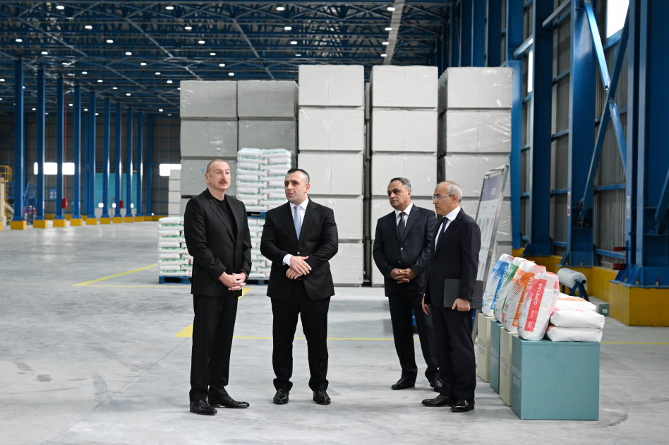 President Ilham Aliyev attends inauguration of construction materials production facility in Goranboy (PHOTO)