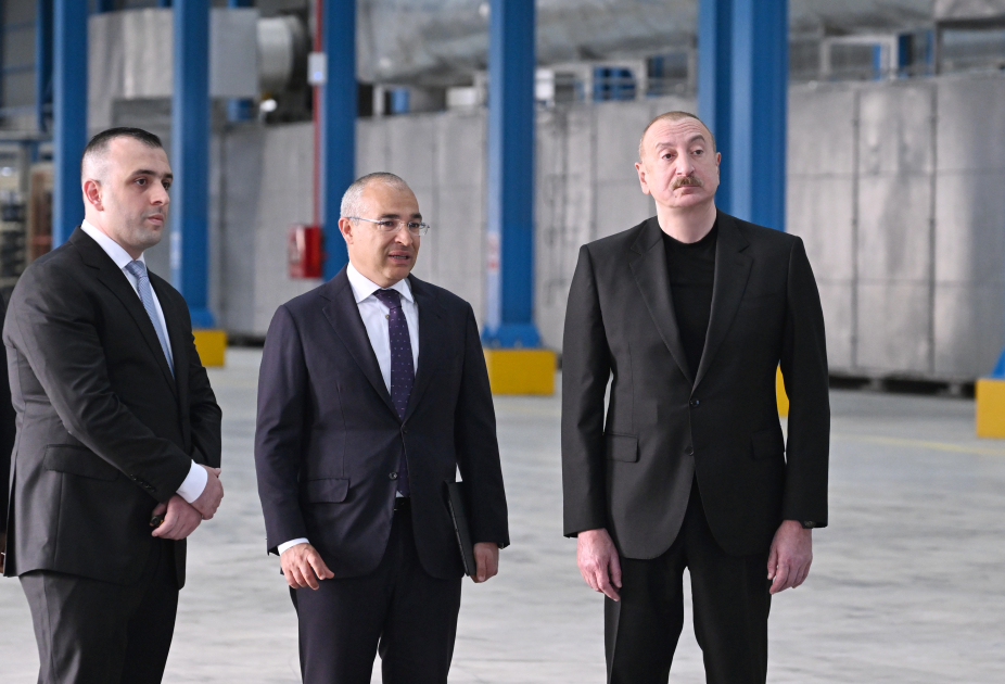 President Ilham Aliyev attends inauguration of construction materials production facility in Goranboy (PHOTO)