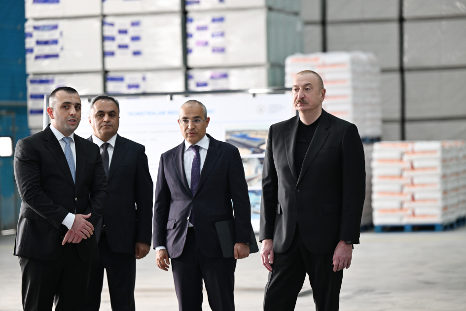 President Ilham Aliyev attends inauguration of construction materials production facility in Goranboy (PHOTO)