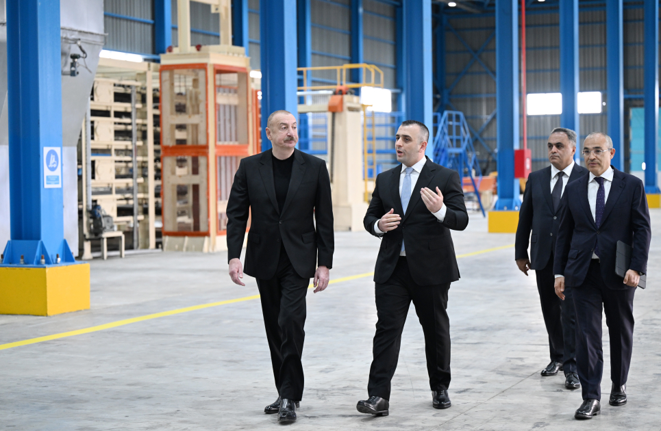 President Ilham Aliyev attends inauguration of construction materials production facility in Goranboy (PHOTO)