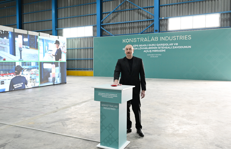 President Ilham Aliyev attends inauguration of construction materials production facility in Goranboy (PHOTO)
