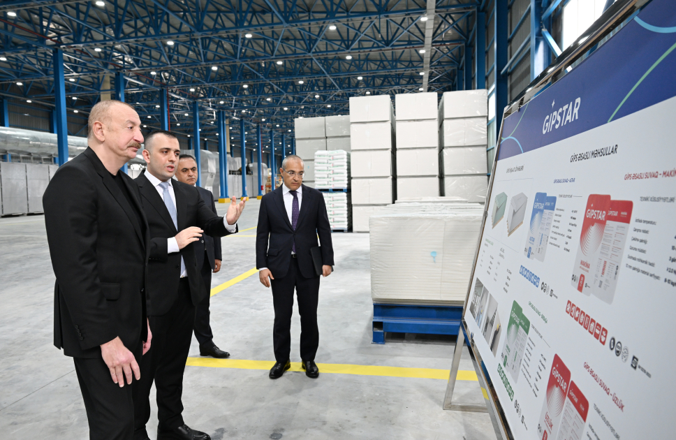 President Ilham Aliyev attends inauguration of construction materials production facility in Goranboy (PHOTO)