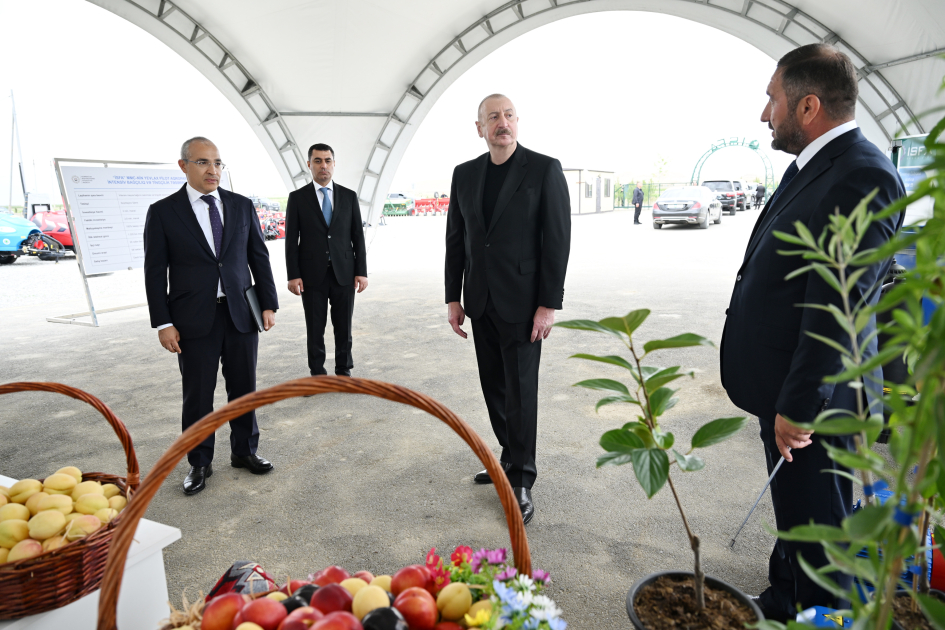 President Ilham Aliyev attends opening of Yevlakh pilot agricultural park (PHOTO)