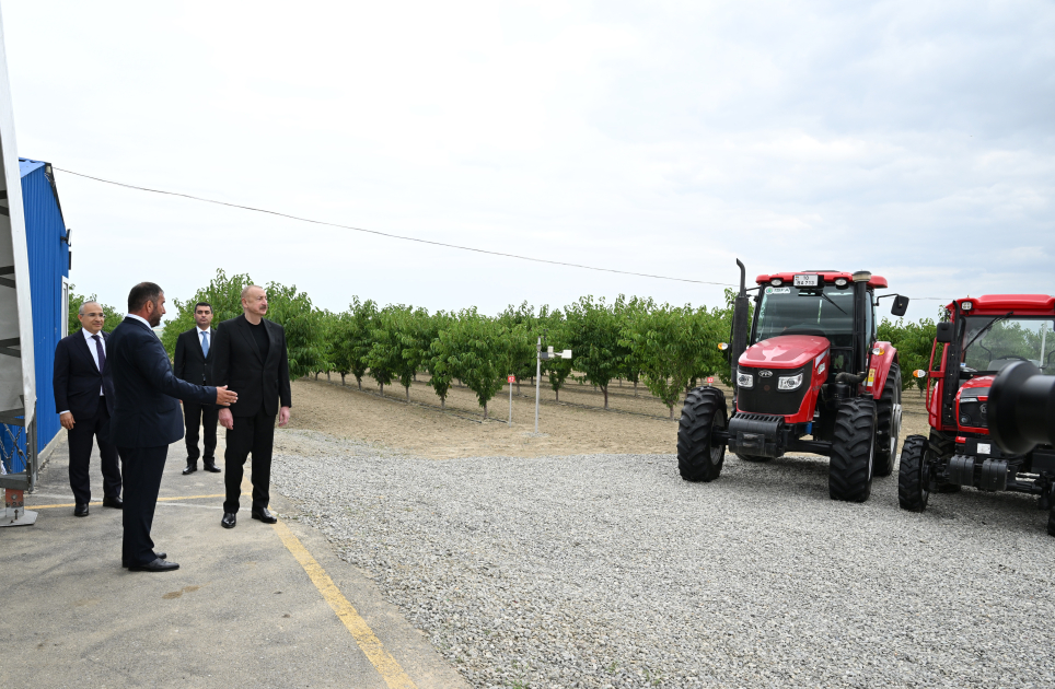 President Ilham Aliyev attends opening of Yevlakh pilot agricultural park (PHOTO)