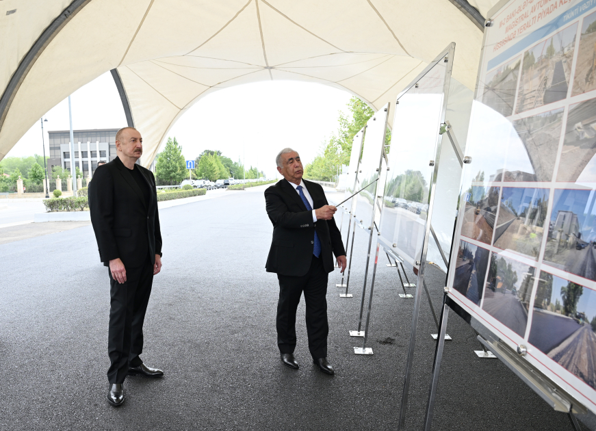 President Ilham Aliyev views work carried out on Baku–Alat–Gazakh–Georgia state border highway (PHOTO)