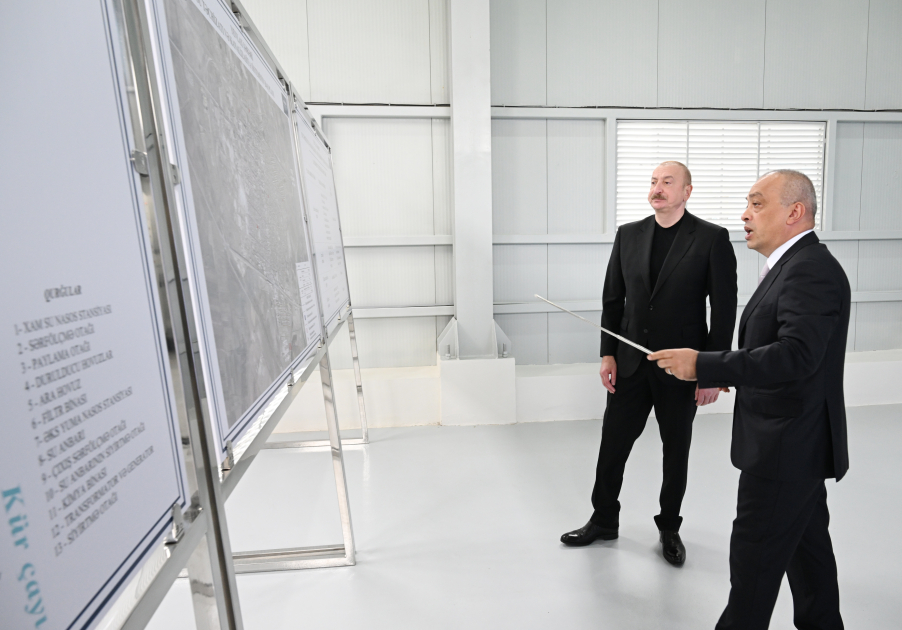 President Ilham Aliyev attends inauguration of sand-free filter water treatment facility in Yevlakh (PHOTO)