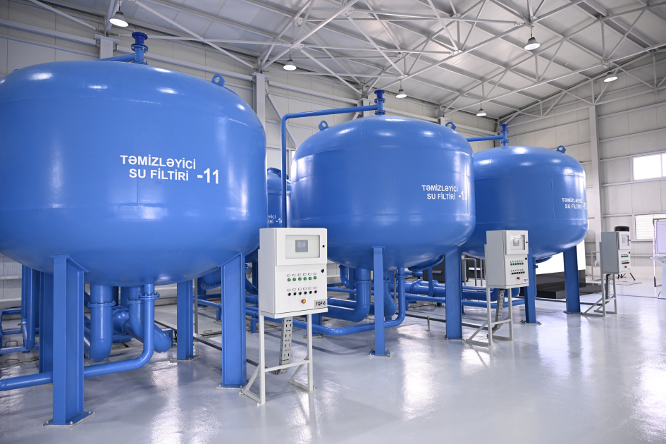 President Ilham Aliyev attends inauguration of sand-free filter water treatment facility in Yevlakh (PHOTO)