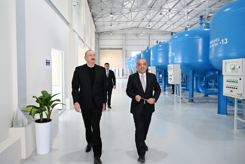 President Ilham Aliyev attends inauguration of sand-free filter water treatment facility in Yevlakh (PHOTO)